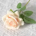 Premium single stem champagne velvet artificial rose for home and wedding floral decor - Champagne (Velvet)