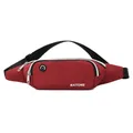 Adjustable red waterproof running waist bag with headphone port for sports training - Snowflake Dark Red