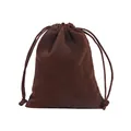 Soft brown velvet drawstring pouch for jewelry storage and small gift packaging. - 7*9cm / Coffee