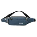 Lightweight blue sports waist bag for running, waterproof slim phone belt pouch. - Blue