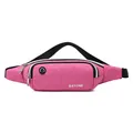 Waterproof pink sport waist bag for running and fitness with earphone hole design - Plum Red