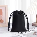 Soft black velvet drawstring pouch for jewelry storage and small accessories organizer - 20*25cm / Black (Velvet)