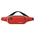 Compact red sports waist bag with BATONE logo, waterproof running belt pouch for phone - Red