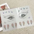 Iridescent AB crystal face and ear jewels stickers with butterfly and drop designs - 12# White Rhinestone Face & Nail Gems