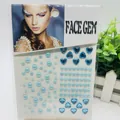 Blue pearl and heart crystal face gem stickers for festival stage makeup - 20# Blue Heart & Pearl Gems