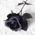 Single stem realistic artificial black velvet rose for gothic home wedding decoration - Full Black (Silk Version)