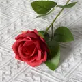 Single stem of elegant artificial red velvet rose for wedding and home decoration. - Large Red (Silk Version)