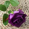 Single stem purple artificial velvet rose flower for home and wedding table decoration. - Purple (Velvet)