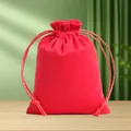 Premium red velvet drawstring jewelry pouch for elegant gift packaging and small item storage - 13*18cm / Red