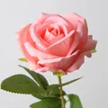 Lifelike single stem pink velvet artificial rose for home or wedding floral decoration - Coral Pink (Velvet)