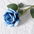 Single artificial blue velvet rose for home wedding decoration and Valentine's Day gift. - Large Velvet Rose Blue