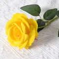 Lifelike single stem yellow velvet artificial rose flower for home and wedding decor - Large Velvet Rose Yellow
