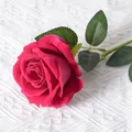 Elegant single stem artificial red velvet rose for wedding, home, and party decoration - Large Velvet Rose Light Rose Red