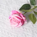 Single stem artificial pink velvet rose for home wedding decoration - Large Velvet Rose Deep Pink