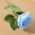 Single stem light blue artificial velvet rose flower for home and wedding decorations - Sky Blue (Silk Cloth)