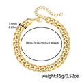 Gold stainless steel curb chain bracelet with 7.4mm width and adjustable length - 7.4mm Width Bracelet (P0015-1)
