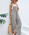 Modischer lässiger grauer ärmelloser Damen-Jumpsuit mit weitem Bein für den Sommer. - Hellgrau