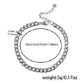 Silver stainless steel cuban chain bracelet with 3.5mm width and 18+5cm length - 3.5mm Width Bracelet (P0013-2) / Silver