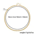 Gold-plated stainless steel curb chain necklace, 5mm width with dimensions shown - 5mm Width Necklace (Q0014-1)