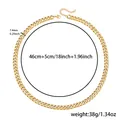Gold 7.4mm Cuban link stainless steel necklace 46cm with 5cm adjustable extension - 7.4mm Width Necklace (Q0015-1)