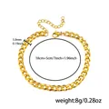 Gold stainless steel 6-side curb chain bracelet with 5mm width and adjustable length - 5mm Width Bracelet (P0014-1)