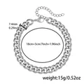 Silver stainless steel Cuban link bracelet with 7.4mm width and adjustable chain link - 7.4mm Width Bracelet (P0015-2)