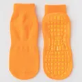 Orange anti-slip trampoline socks with square silicone grippers for yoga - Orange Red
