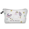 White unicorn print makeup bag with You are magical text, portable travel pouch organizer - Magical Unicorn (274-9)