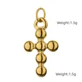 Detailed view of gold beaded cross pendant with 1.9cm height and 1.5g weight - Gold Beaded Cross (BXGPJ274)