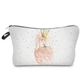 Flamingo with crown print cosmetic travel makeup bag with zipper. - Flamingo With Crown (303-15)