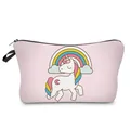 Pink unicorn and rainbow print cosmetic bag for women travel storage - Unicorn Rainbow (274-17)