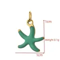Miniature green starfish charm 1x1cm stainless steel pendant detail view - Mint Drip Oil Starfish (BXGPJ271)