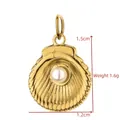 Golden stainless steel scallop shell pendant with pearl, size 1.5cm x 1.2cm detail - Pearl Inlaid Scallop (BXGPJ265)