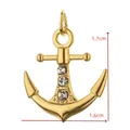 Close-up detail of a golden anchor pendant with inlaid stones for DIY jewelry. - Gold Rhinestone Anchor (BXGPJ264)