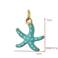 Teal starfish enamel charm for DIY jewelry making, 1x1cm stainless steel pendant. - Teal Dotted Starfish (BXGPJ261)