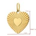 Detailed view of golden heart pendant with sunburst engraving and 1.2cm size - Sunburst Heart (BXGPJ260)