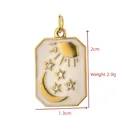 Detailed view of a gold celestial pendant featuring sun and moon with dimensions - Starry Sky Rectangle (BXGPJ255)