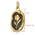 Detailed view of golden tulip enamel pendant with dimensions 2cm x 1.2cm and 3g weight - Black Gold Tulip (BXGPJ250)