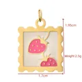 Detailed view of gold strawberry stamp pendant with 1.95cm height and 1.7cm width. - Strawberry Stamp (BXGPJ249)