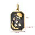 Detailed view of gold-plated celestial enamel pendant with sun moon and stars - Black Star Moon Sun (BXGPJ247)