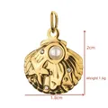 Detailed view of gold-plated shell pendant with pearl and starfish motif for DIY jewelry - Pearl Starfish Scallop (BXGPJ244)
