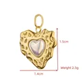 Detailed macro shot of a gold textured heart pendant with 1.5cm x 1.4cm size info. - Hammered 3D Heart (BXGPJ241)