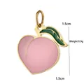 Detailed view of pink enamel peach pendant with dimensions and weight measurements - Pink Peach (BXGPJ276)