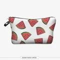 Travel cosmetic bag with vibrant watermelon slice print on white background organizer - Watermelon Slice (275-6)
