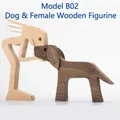 Minimalistische houten houtsnijwerk ornament in Nordic stijl - Model B02 Vrouw - Hond en Vrouw (B02)