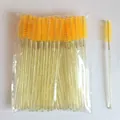 Disposable yellow eyelash brushes with clear glitter crystal handles for makeup extension - 50 Brushes / Crystal Yellow