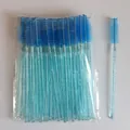 Blue glitter handle disposable eyelash brushes with spiral mascara wands for lash extensions - 50 Brushes / Crystal Deep Blue