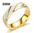 Elegant 6mm golden and silver brushed stainless steel ring with diagonal grooves - Size 5 / 6mm Gold-Tone Men's Style