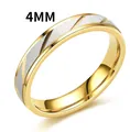 4mm golden stainless steel wedding band with stylish diagonal textured engraved patterns - Size 5 / 4mm Gold-Tone Women's Style