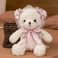 Cute white Lolita teddy bear plush toy featuring delicate pink lace and ribbon details - 30cm / Light Pink